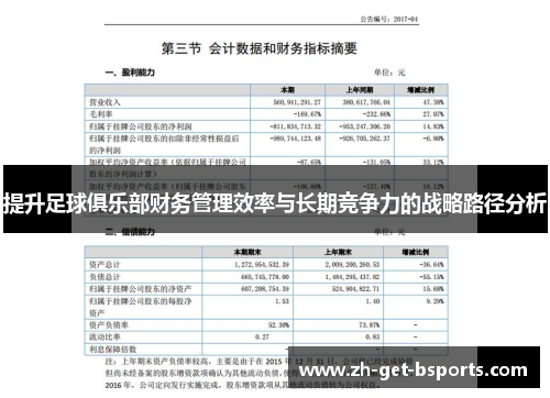 提升足球俱乐部财务管理效率与长期竞争力的战略路径分析